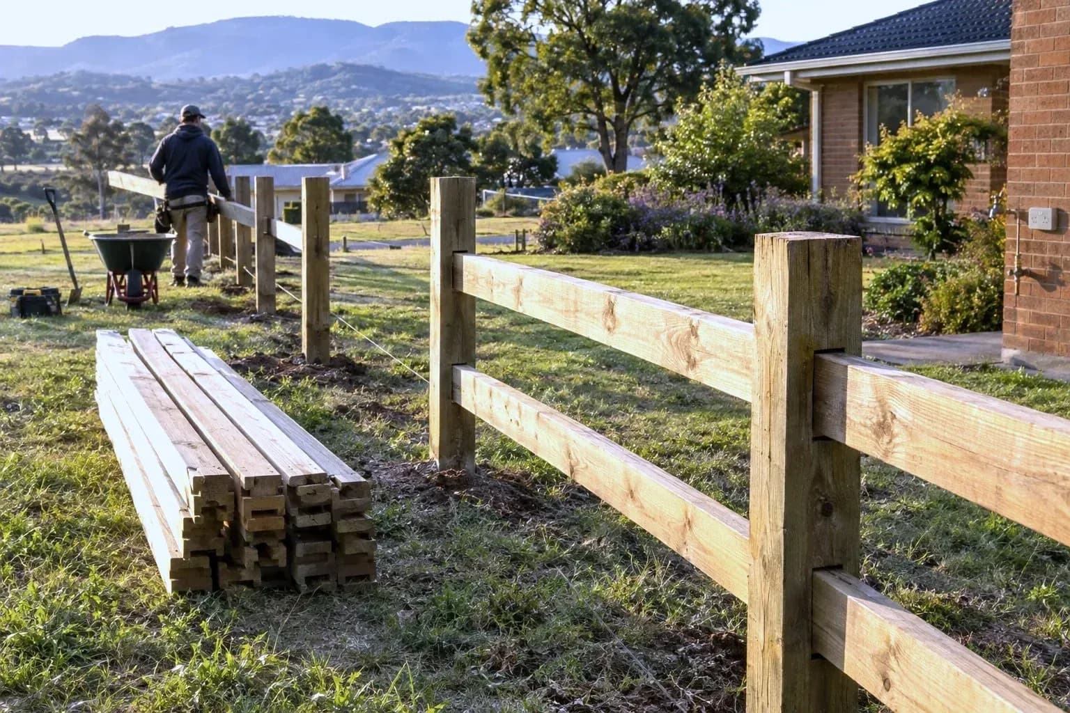 Post and rail fencing